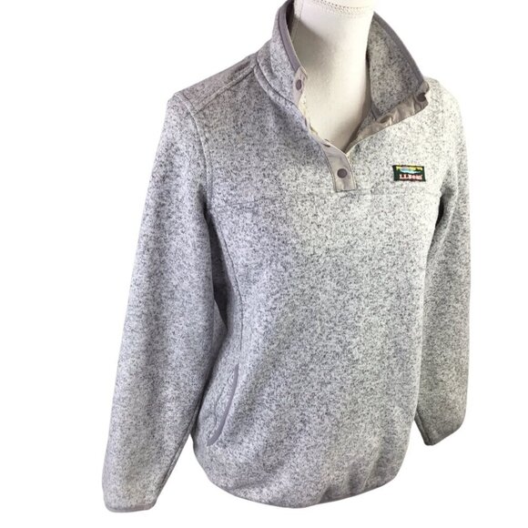 L.L. Bean 1/4 T Snap Pullover Sweater Jacket Knit Gray Women's Medium 292726 - Picture 3 of 8